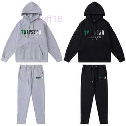 Cotton Embroidery Trapstar Couple Tracksuit Set Men Women Sweatshirt Sweatpants 2 Piece Suit Fashion Casual Jogging Sportswear SVD5