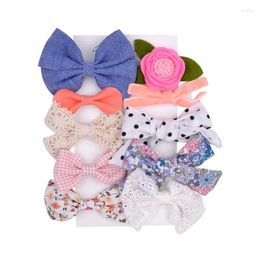 Hair Accessories 10Pcs Sweet Lace Printed Bowknot Clips For Cute Girls Handmade Hairpin Boutique Barrettes Headwear Kids