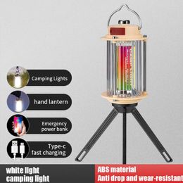 Portable Lanterns Camping Light With Tripod Outdoor LED Type C Charging Lamp Waterproof For Fishing Exploring