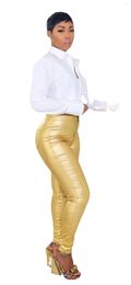 Women's Pants Leather Bright Leggings Women Nightclub Sexy PU High Waist Slim Elasticity Trousers