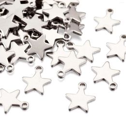 Charms 100Pcs/set Stainless Steel Small Star Pendants Flat Silver Colour Stars For DIY Earring Bracelet Necklace Jewellery Making