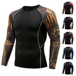 Active Shirts Sports FitnessT-shirt Tight Fitting Breathable Quick Drying High Elastic Running Basket Football Training Printed Long Sleeved