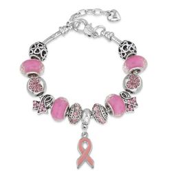 Link Chain PBR116 PinkWhiteRedBlueGreenOrange Ribbon Cancer Awareness Crystal Resin Beads DIY Bracelet Jewellery For Women9506865