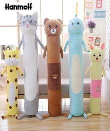 Long Body Animals Plush Pillow Stuffed Cylindrical Bolster Sleeping Companion Kids Adults Rabbit Bear Dino Giraffe Cat 95140cm MX9719837