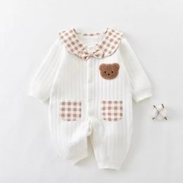 Cartoon Bear Baby Girl Romper Autumn Winter Warm Long Sleeve Baby Bodysuit Thicken Cotton born Jumpsuit Casual Clothes 240104