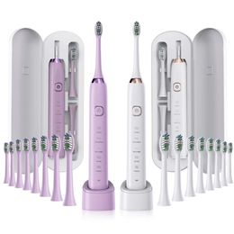 SARMOCARE Sonic Electric Toothbrush USB Rechargeable Adult Waterproof Ultrasonic Teeth Whitening Brushes 8 Replacement Head S100 240104