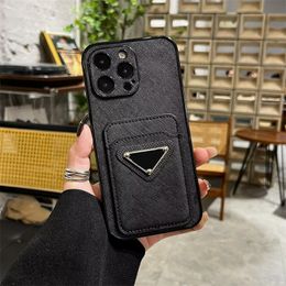 fashion designer P brand Card Slot Bag Holder Phone Case For IPhone 15 14Plus 13pro 12 11 Pro Max Mini XS XR 7 8 Plus Triangular nameplate TPU Wallet Soft Shockproof Cover