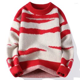 Men's Sweaters Winter Sweater Men Harajuku Fashion Knitted Hip Hop Streetwear Striped Pullover Oversized Casual O-Neck Women Vintage