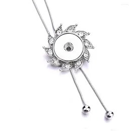 Pendant Necklaces 10PCS 18mm Snap Jewelry Necklace Crystal Flower Button For Women DIY Snaps