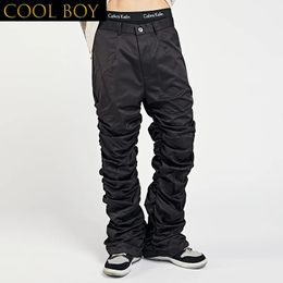 Sweatpants E BOY Hip Hop Retro Draped Straight White Black Mens Pants Loose Pleated Oversize Casual Trousers Harajuku Baggy Track Pants