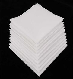 10pcs Mens White Handkerchiefs 100 Cotton Square Super Soft Washable Hanky Chest Towel Pocket Square 28 x 28cm T2006187253566