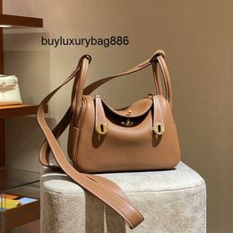 Genuine Leather Handbag 2023 New Women's Bag Togo Top Layer Cowhide Gold Button Mini Pillow One Shoulder Crossbody Doctor