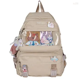 School Bags Female Woman Bag Cute Badge Backpack Nylon The Harajuku College Lady Kawaii Backpacks Fashion Bookbags Student