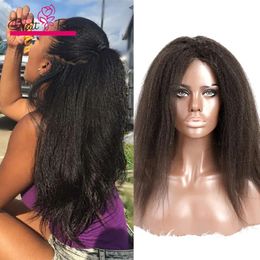 Wigs Kinky Düz Ön Dantelli Peruk Gluoness Full Lacewigs Bakire Malezyon İnsan Saçı Lacewig Siyah Kadınlar İçin Greatremi Dropshippin