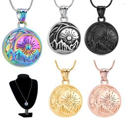 Pendant Necklaces Cremation Ashes Jewellery Sun Moon Mountain Charm Keepsake Urn Necklace Stainless Steel Small Urns For Customised