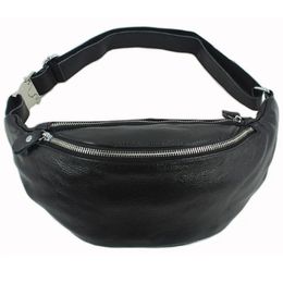 Fashion Genuine Leather waist bag for men fanny pack belt bum money pouch molle pochete 240103