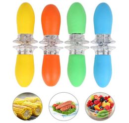 Stainless Steel Corn Cob Holders with Silicone Handle and Convenient Butter Spreading Tool BBQ Meat Fruit Forks 2 pcsset9117745