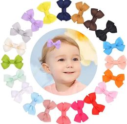 Bulk Wholesale Price 200 pc/lot 2 Girls Solid Grosgrain Ribbon Hair Bow Clips Ribbon Hairbow With Clips For Kids Girls Headwear 240104