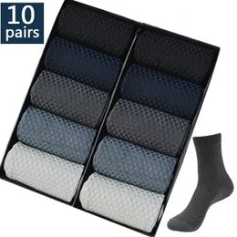 10 Pairs 2 PairLot Men socks Bamboo Fiber male Socks Classic Business Mens Dress Sock For Winter Gift Plus Size EUR3844 240103