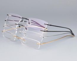 LuxuryEYELOOK Myopia Frame Business Pure Titanium Rimless Ultralight for Men Reading Optical Eyewear BR10288546747
