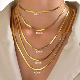 Pendant Necklaces 316L Stainless Steel Snake Chain Necklace for Women Men Gold Colour Herringbone Choker Neck Chains 2023 Trend Jewellery Gift Hot J240104