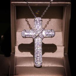 długi wisiorek Naszyjnik cyrkon CZ impreza Wedding Cross Cross for Women Men Men Hiphop Jewelry