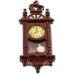 Wall Clocks Furniture Small Clock Pendant Decorative Model Mini For Children Toy Wooden Ornamental Minihouse Kids Funny Desktop