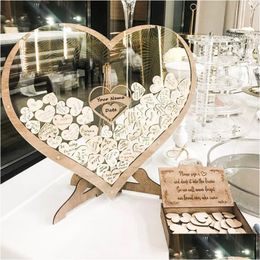 Other Event Party Supplies Heart Shape Transparent Box Wedding Guest Book Alternative 6080 Wood Leaves Rustic Sweet Drop 3D Guestb Dhm39