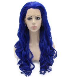 Body Wavy Jewelly Blue Wig Long Synthetic Hair Lace Front Fashion Ladies Cosplay Party Wig9490456