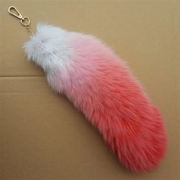 Fluffy Real Fox Fur Tail Keychain Tassel Bag Cosplay Toy Handbag Accessory Hook Pendant Extra Huge Soft Key Ring 240103