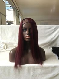 Wigs Wonderful 99J Colour Human Hair U Part Wig Brazilian Virgin Hair Left/Right/Middle For Black Women