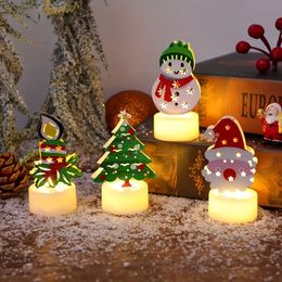 1pc Christmas Creative Electronic Candle Light, Glowing Santa Claus Snowman LED Night Light Ornaments, Battery Powered (No Plug)