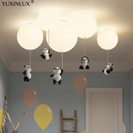 Lamps&Shades Lamps Shades Creative Panda Led Chandeliers Balloon Lights Cute Baby Children Bedroom Living Dining Room Pendant Hanging Lightings