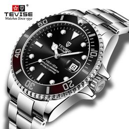 Fashion Brand TEVISE Men Stailness steel Band Automatic Mechanical Watch Fashion Men Luminous Date Business wristwatch296M