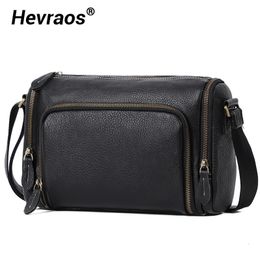 Original Real Leather Men Fashion Shoulder Crossbody Bags Soft Boys Messenger Bag Designer Vintage Boston 240104