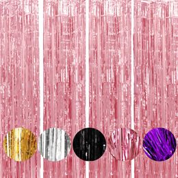 Party Decoration 4 Set Of 6.5ft Gold Aluminium Foil Streamers Decorations Fringe Curtain For Birthday Rose