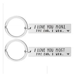 Keychains Lanyards I Love You Most More The End Creative Keyrings Win Couples Keychain Stainless Steel Key Holders Party Favour Dro Otuig LL