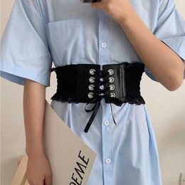 Belts Fashion Ladies Belt Thick Rubber Slimming Belt Lace Corset Waist Sealing Dress Down Jacket Retro Tight Belt Women Accessories