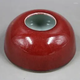 Bottles Chinese Qing Red Glaze Porcelain Jar Brush Washer Pot 3.54 Inch
