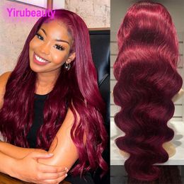 99j Burgundy 130% 150% 180% Density Brazilian 100% Human Hair 4X4 Lace Closure Wig Body Wave Yirubeauty 10-32inch