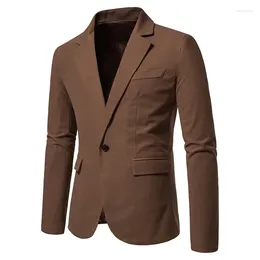 Men's Suits Mens Dark Green Spring Blazer 2024 Brand One Button Causal Slim Fit Jacket Fashion Party Lightweight Sports Coat Male