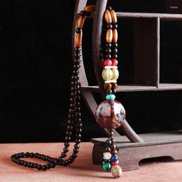 Pendant Necklaces Ethnic Style Vintage Wooden Bead Necklace Nepalese Handmade And Creative Jewelry Sweater For Women's