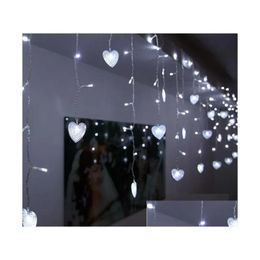 Party Decoration 4M 100 Leds Curtain Lights 18 Pcs Heartshaped Led String Christmas Wedding Chandelier Ac220V /110V Drop Delivery Ho Dhavl