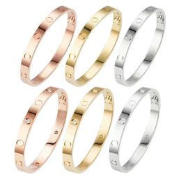 Jóias de pulseira de ganga de grife 4CZ Diamante tamanho 16 a 22 Gold Silver Rose Prazado de aço inoxidável Fashion Luxur