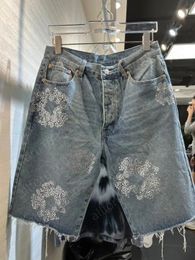 Flower Full Print Jeans Pants Oversized Streetwear Straight Casual Men and Women Denim tears Trousers