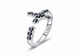 Unique European Women 925 Sterling Silver Black CZ Open Finger Ring for Girls GIFTS53537679470663