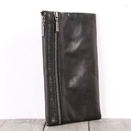 Wallets Luxury Phone First Layer Sheepskin Leather High Quality Casual Zipper Long Purse Unisex Storage Coin Pouch Clutch Bag