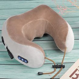 Neck Massage Pillow Travel Rechargeable Massager For Pain Relief Memory Foam Aeroplane Office 240104