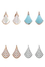 925 sterling silver motherofpearl fan earrings ladies diamondstudded casual highend fashion brand personality Jewellery 2110137055885