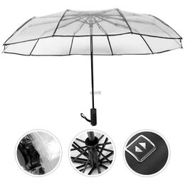 Umbrellas Auto Umbrella Clear Folding Transparent Umbrellas For Rain Pvc Pocket Small Travel YQ240105